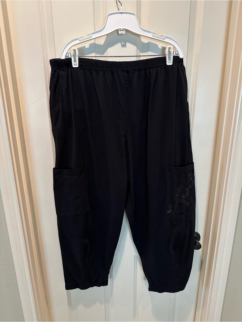 Marketplace Black Women's Elastic-Waist Cargo Joggers